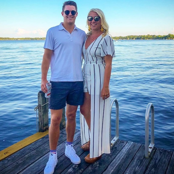 White and Black Stripe Romper - Picture 1 of 2